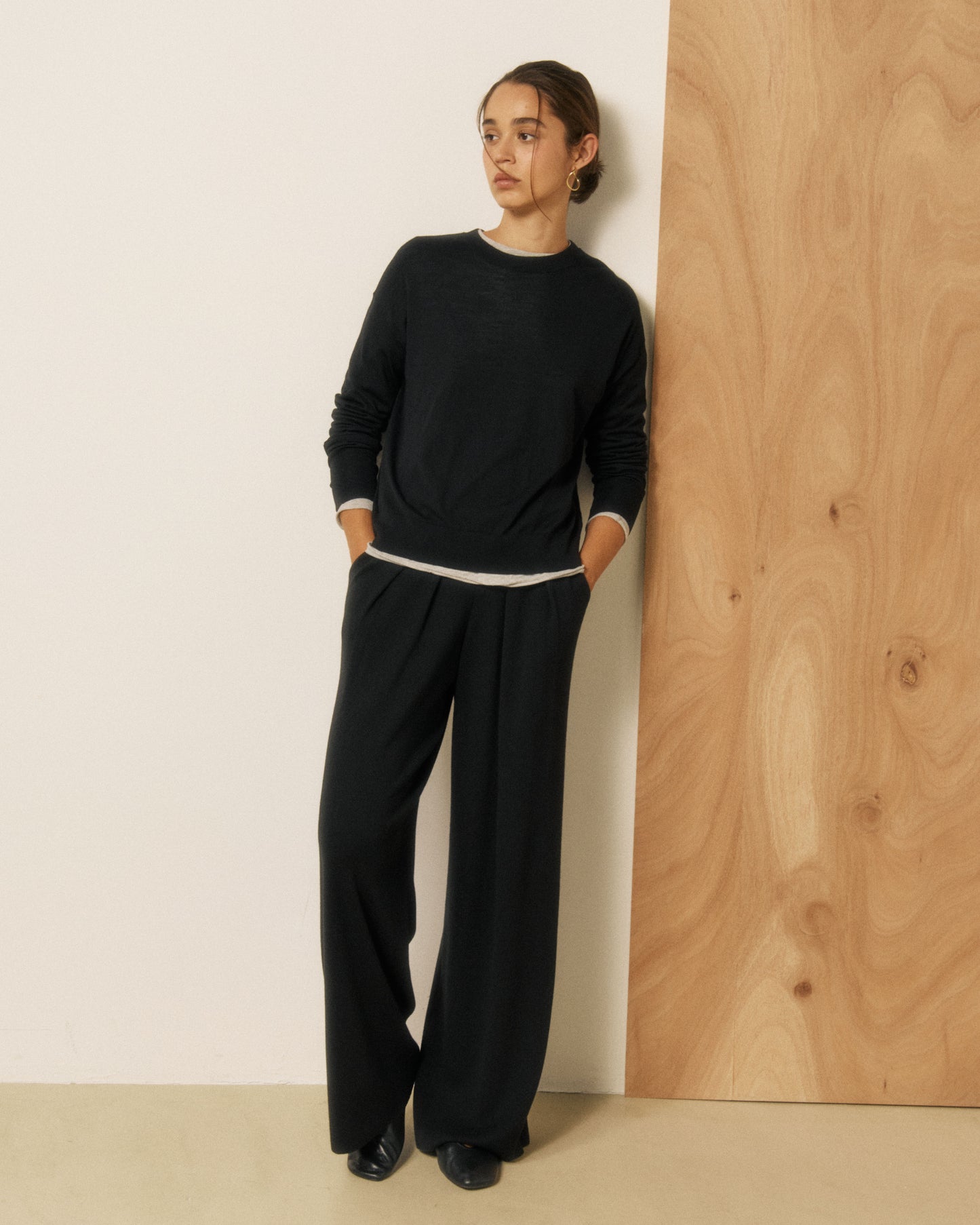 Pull Femme en Laine Mérinos Noir Manitoba