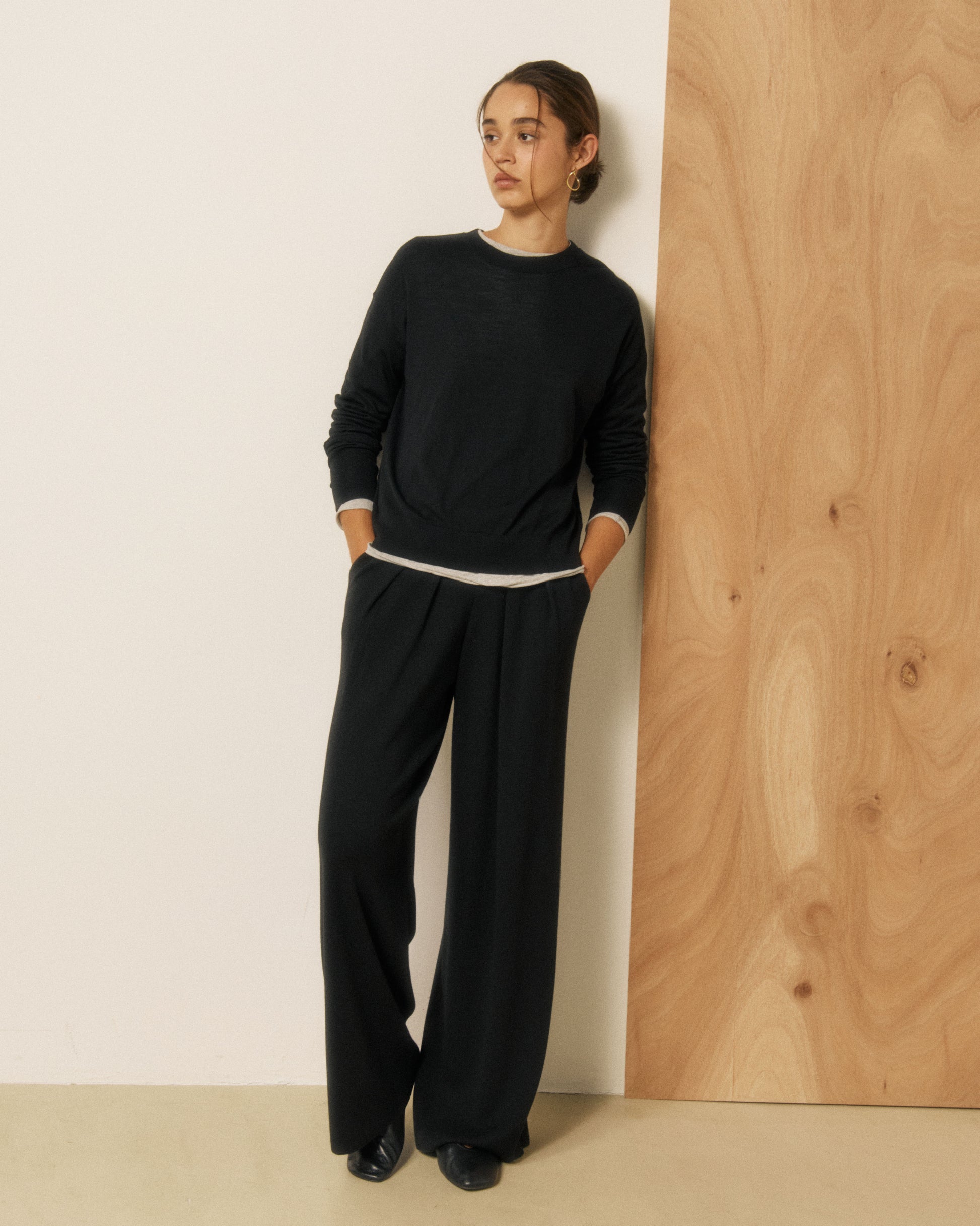 Pull Femme en Laine Mérinos Noir Manitoba
