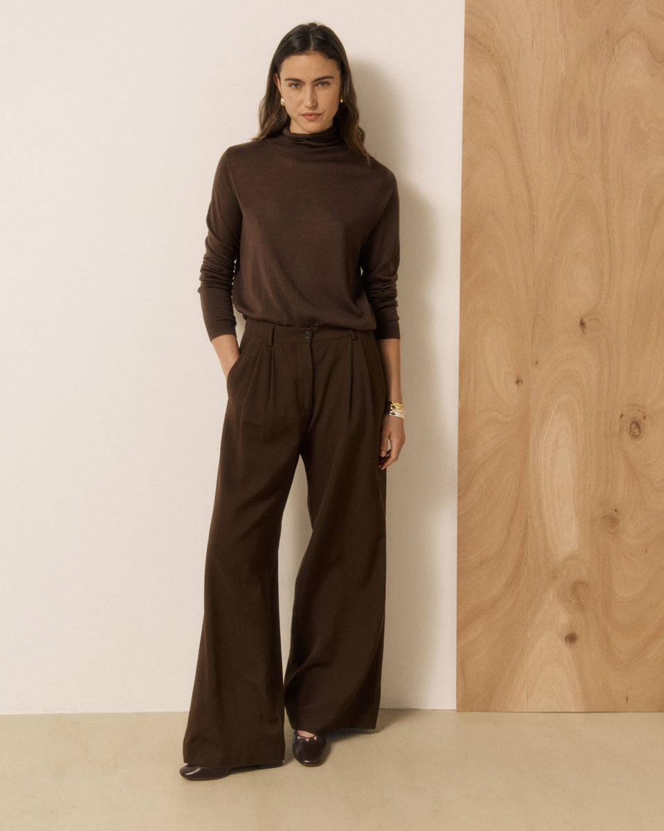 Myrfa Women's Chocolate Merino Wool Sweater - Image 2