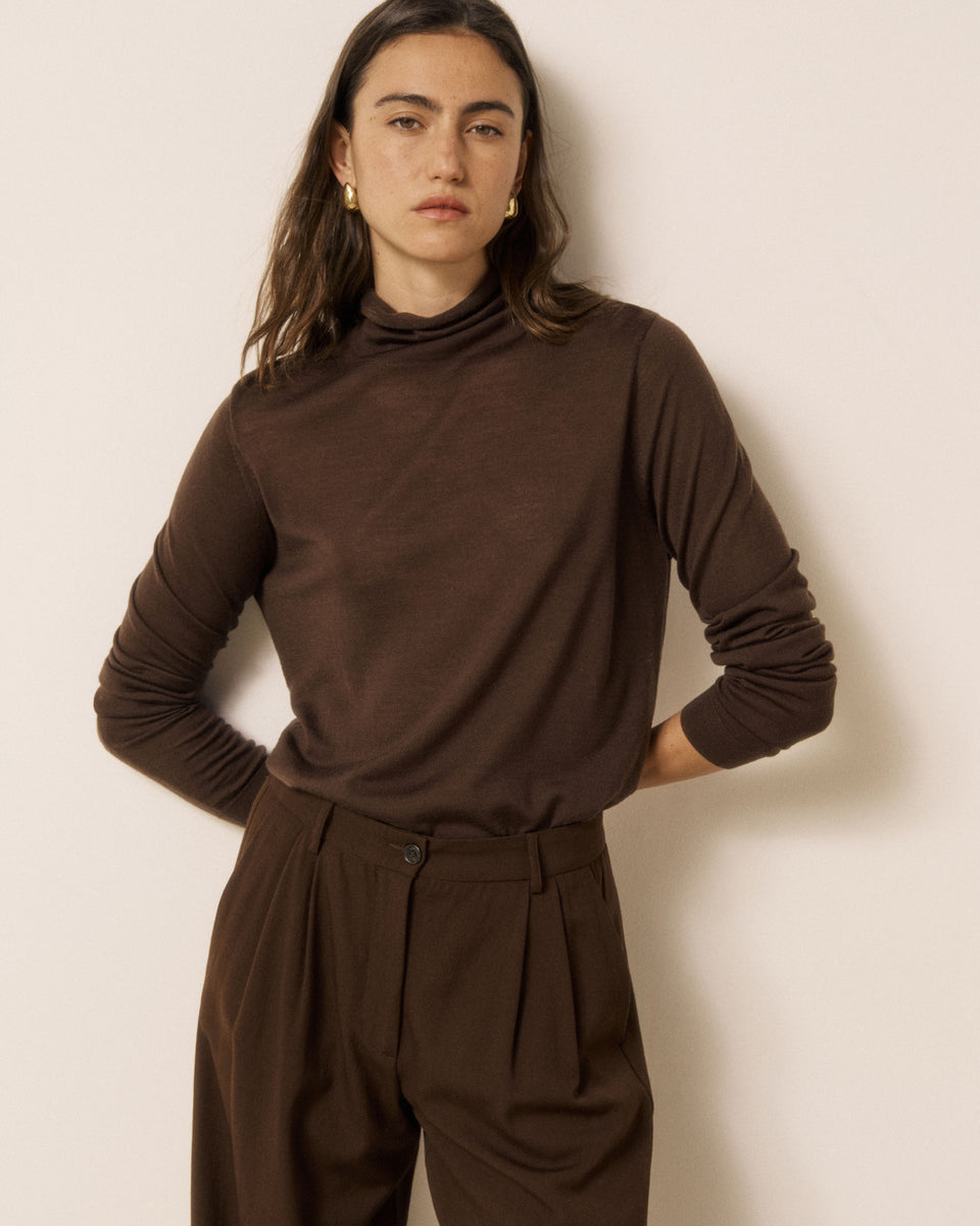Myrfa Women's Chocolate Merino Wool Sweater - Image 3