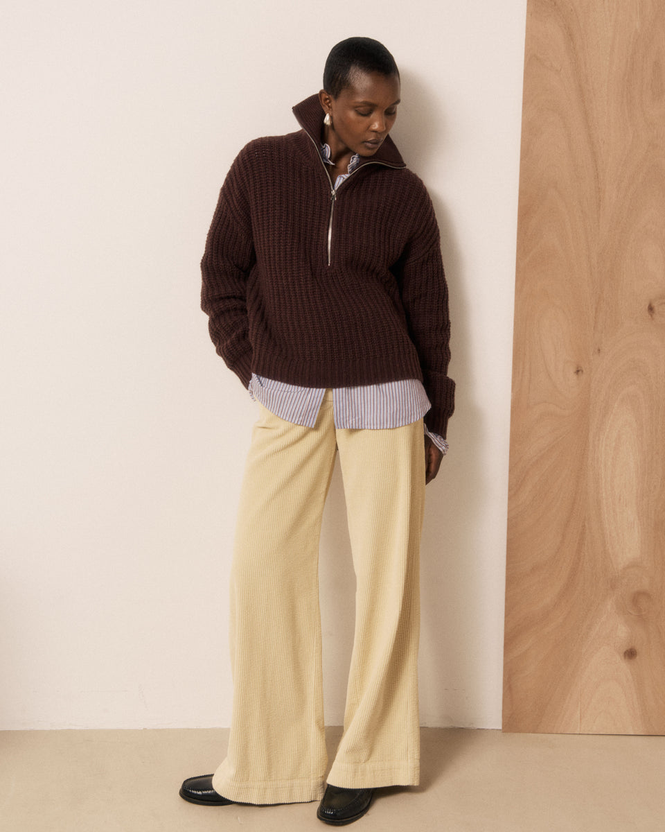 Mypio Women's Chocolate Ribbed Merino Wool Sweater - Image 2