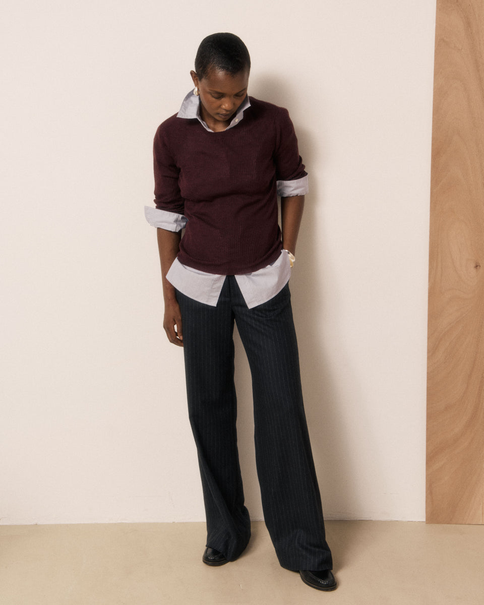 Matia Women's Burgundy Merino Wool, Silk & Cashmere Sweater - Image 2