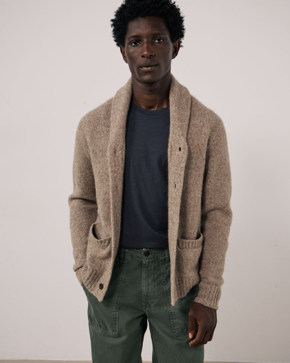 Shawl Men's Taupe Yak & Alpaca Wool Sweater - Image 3