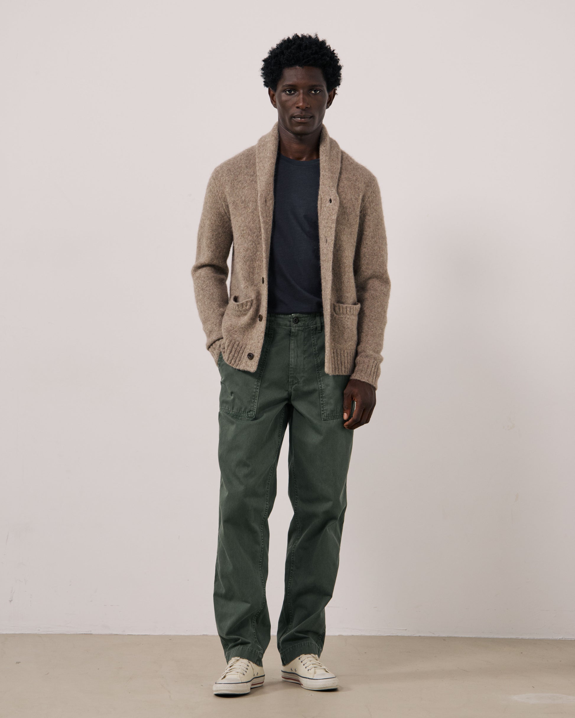 Pull Homme en Laine de Yak & Alpaga Taupe Shawl