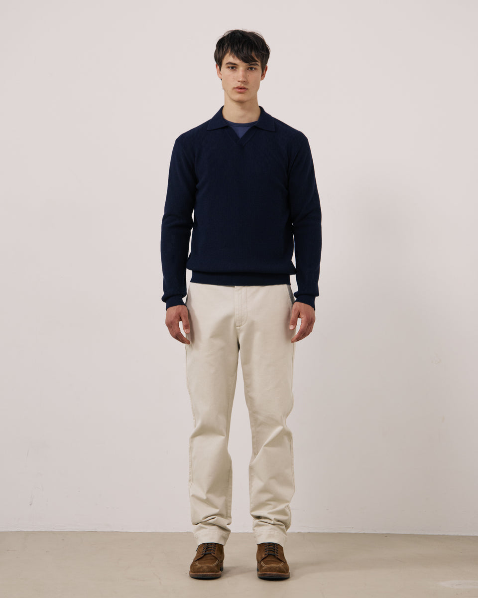 Polo Men's Navy Blue Waffle-Knit Wool & Cashmere Sweater - Image 2