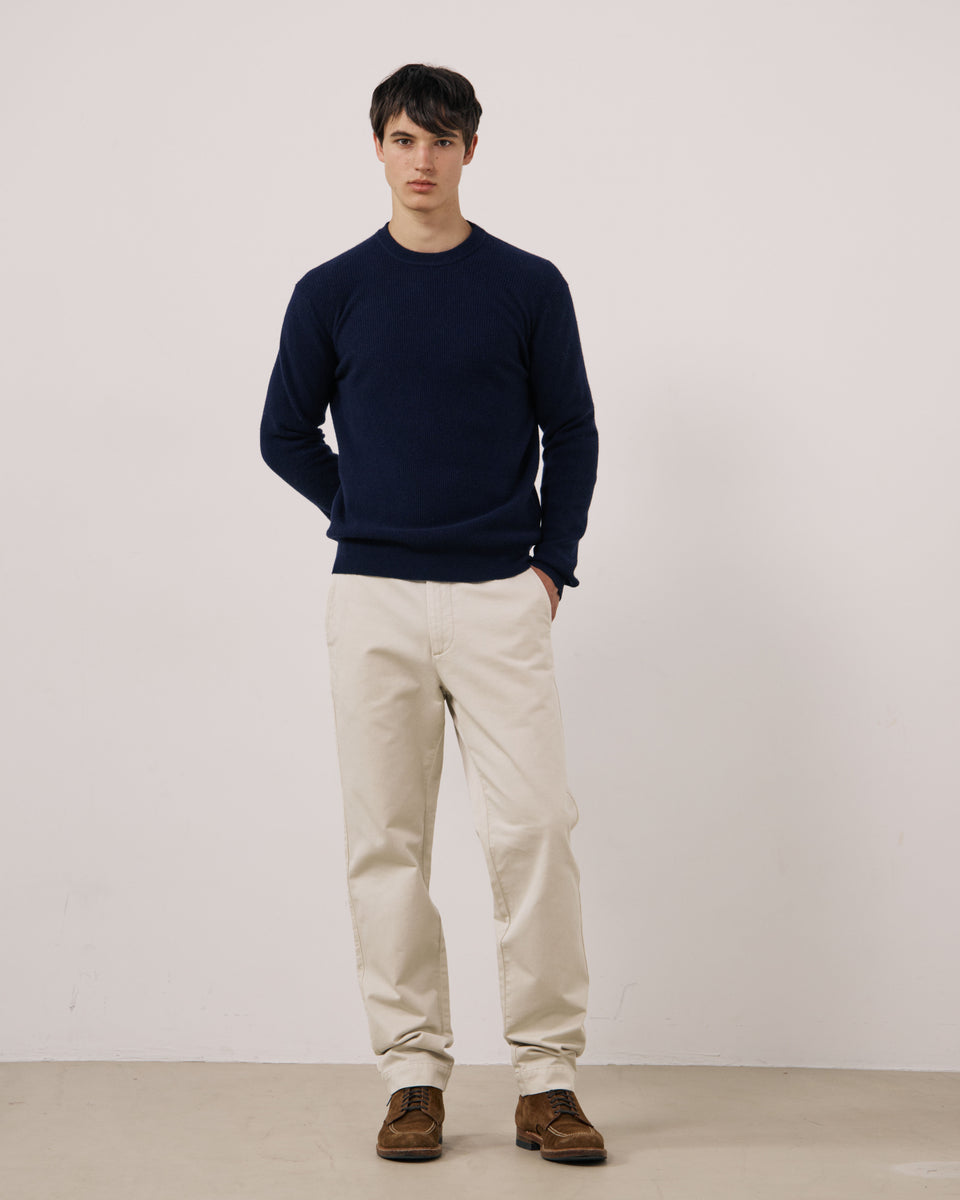 Crew Men's Navy Blue Waffle-Knit Wool & Cashmere Sweater - Image 2