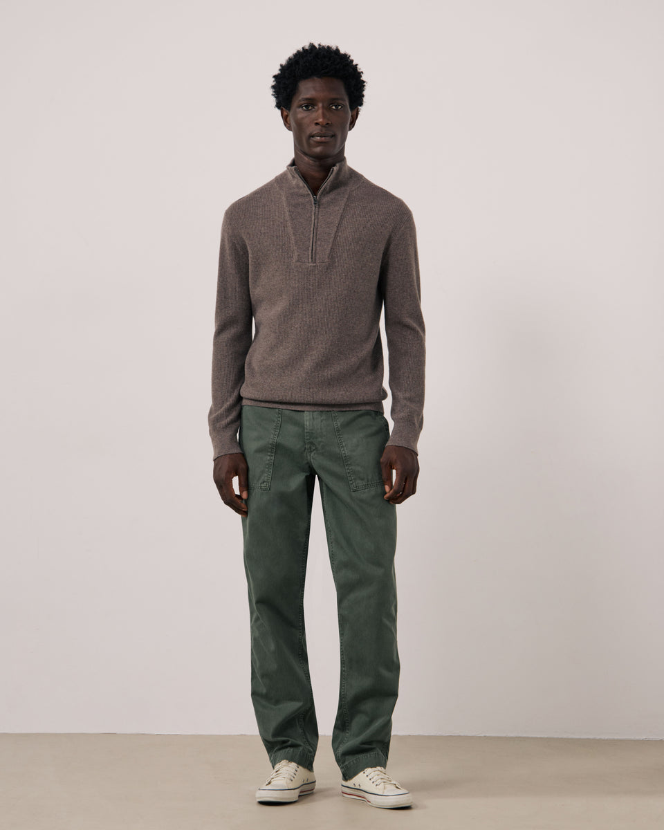 Trucker Men's Taupe Waffle-Knit Wool & Cashmere Sweater - Image 2