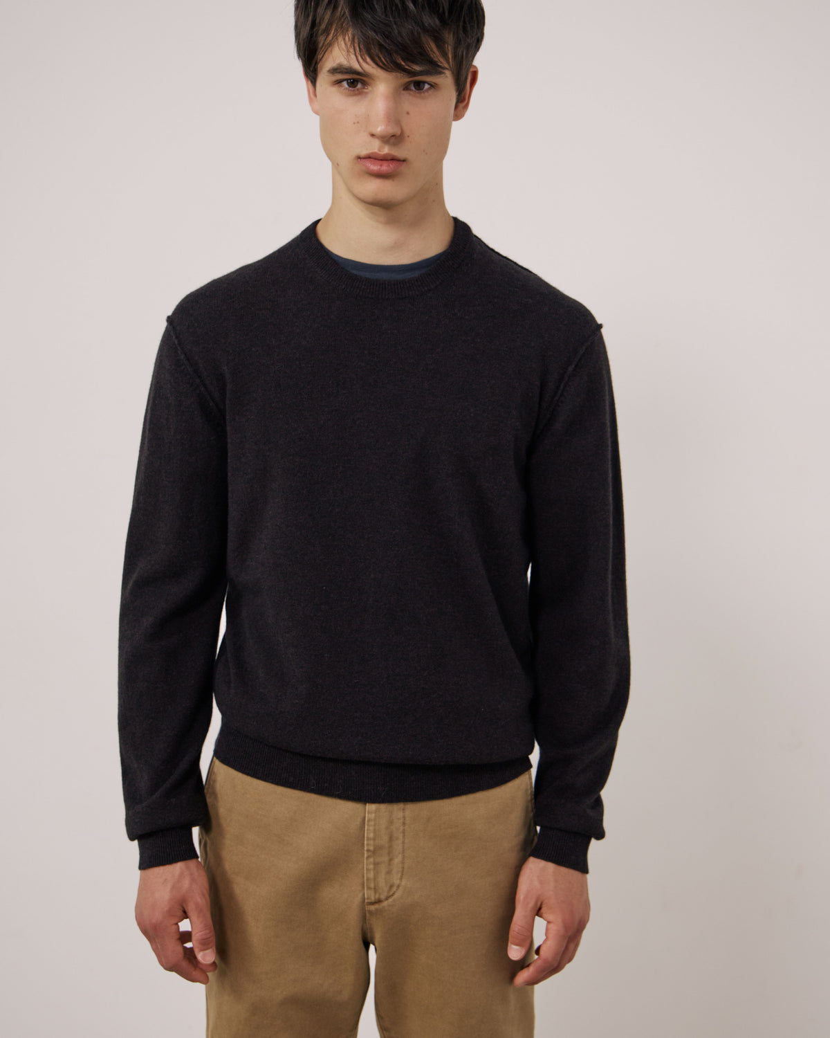 Pull Homme en Laine & Cachemire Marron Crew