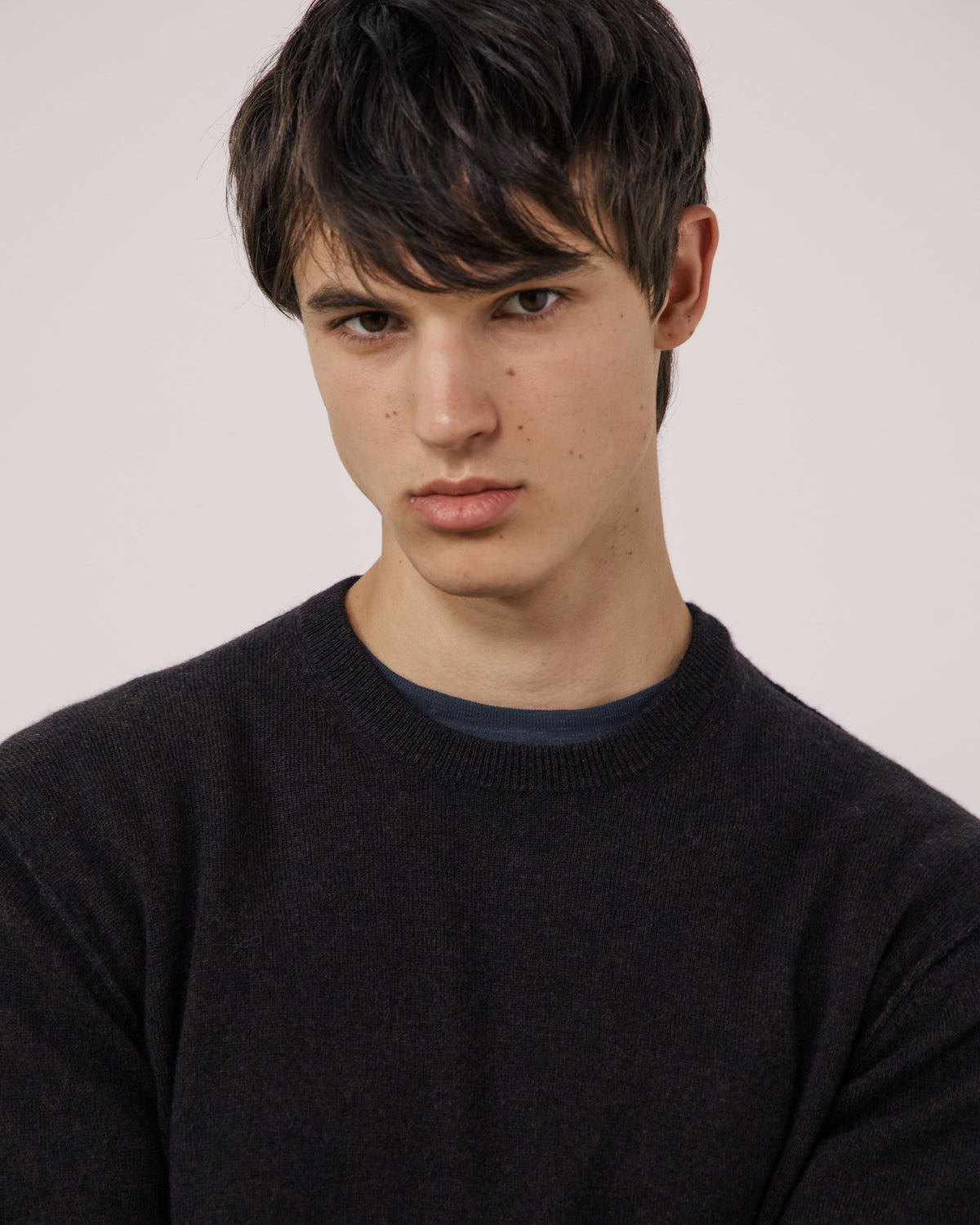 Pull Homme en Laine & Cachemire Marron Crew