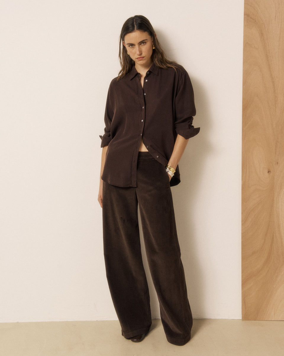 Pantalon Femme en Velours Côtelé Seersucker Chocolat Parade - Image principale