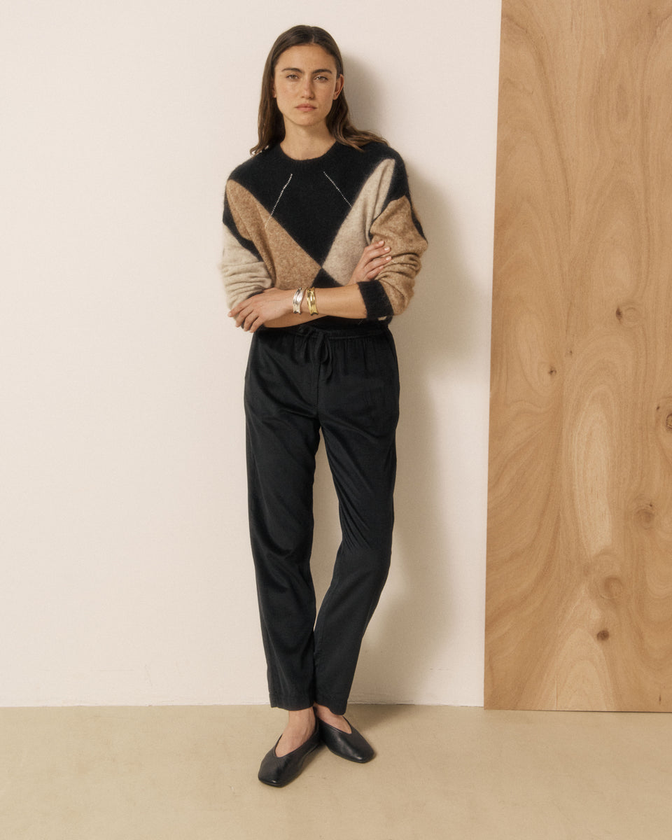 Pantalon Femme en Velours Côtelé Noir Perline - Image principale