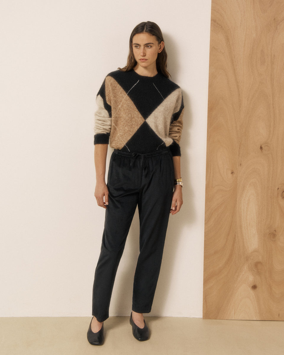 Pantalon Femme en Velours Côtelé Noir Perline - Image 3
