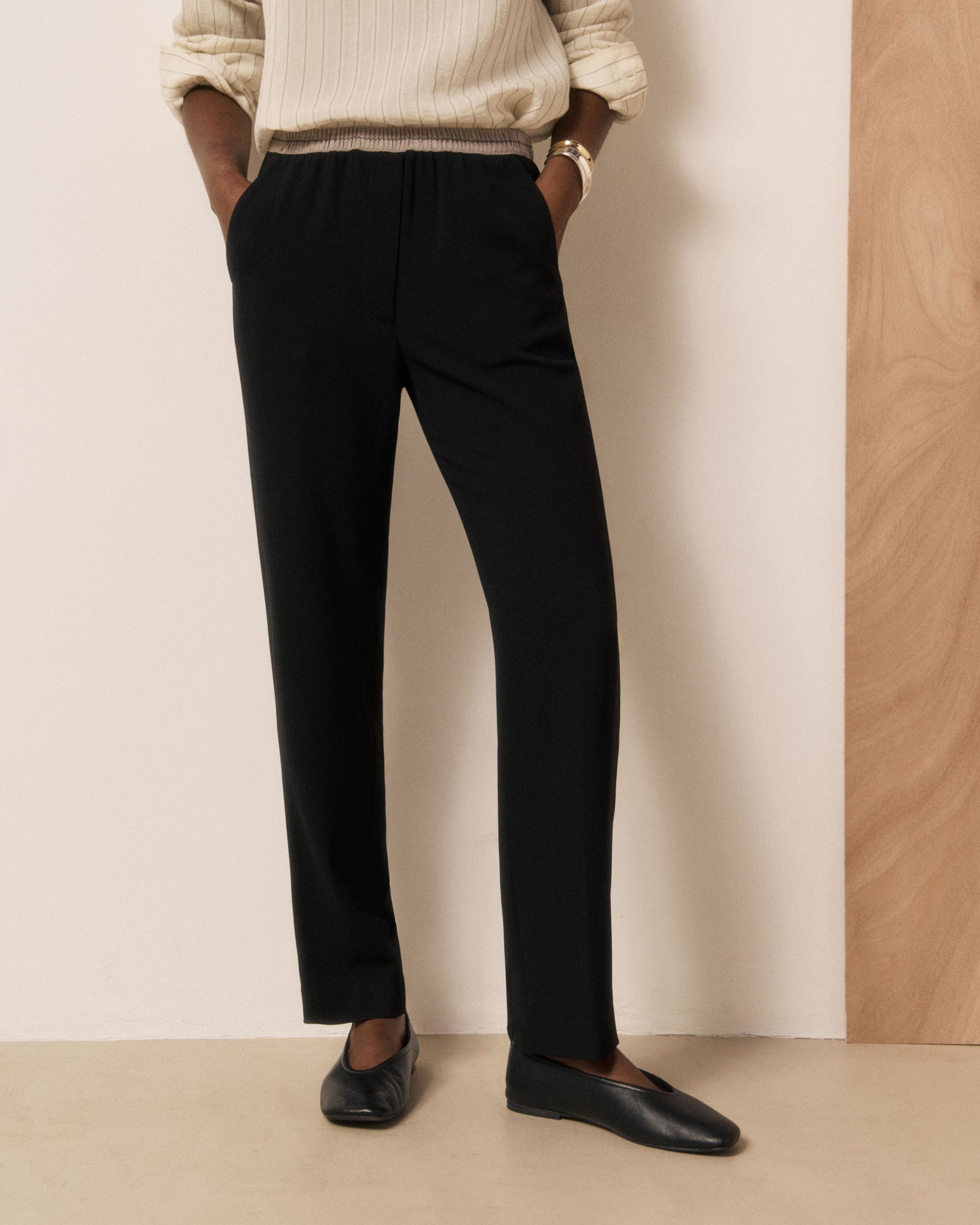 Pantalon Femme en Crêpe Noir Pirol
