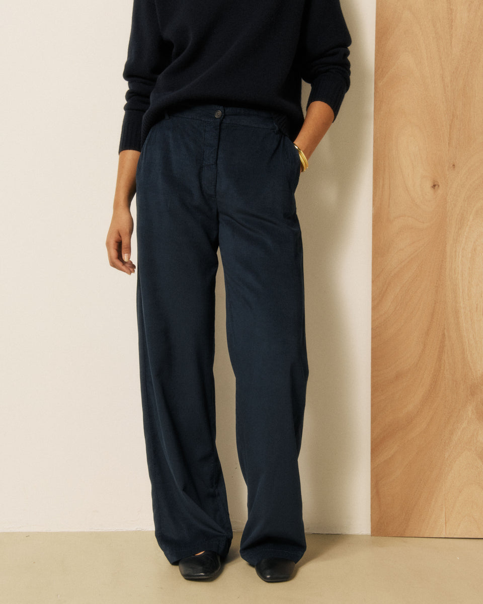 Positanon Women's Midnight Blue Corduroy Pants - Image 2