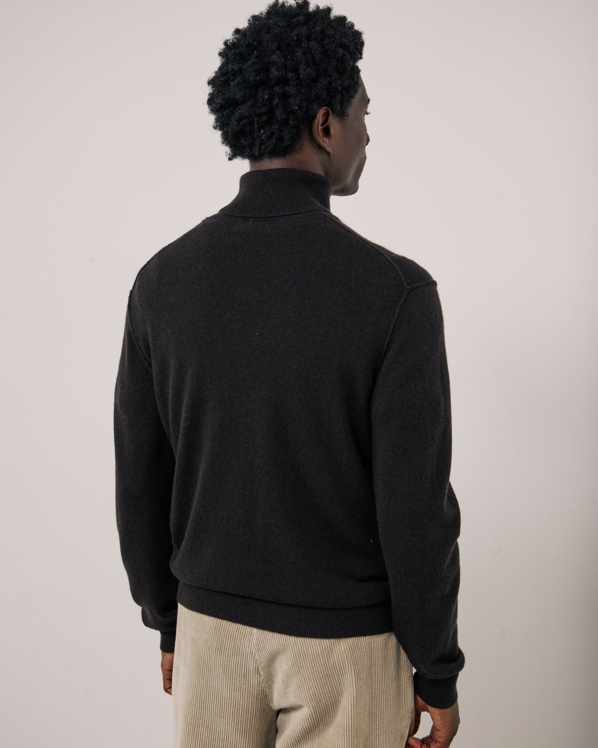 Pull Homme en Laine & Cachemire Marron Cashmere Roll Neck