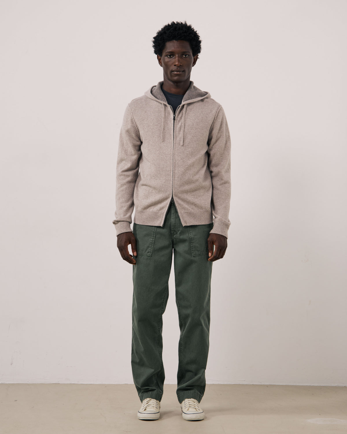 Pull Homme en Laine & Cachemire Ecru Cashmere Hoodie