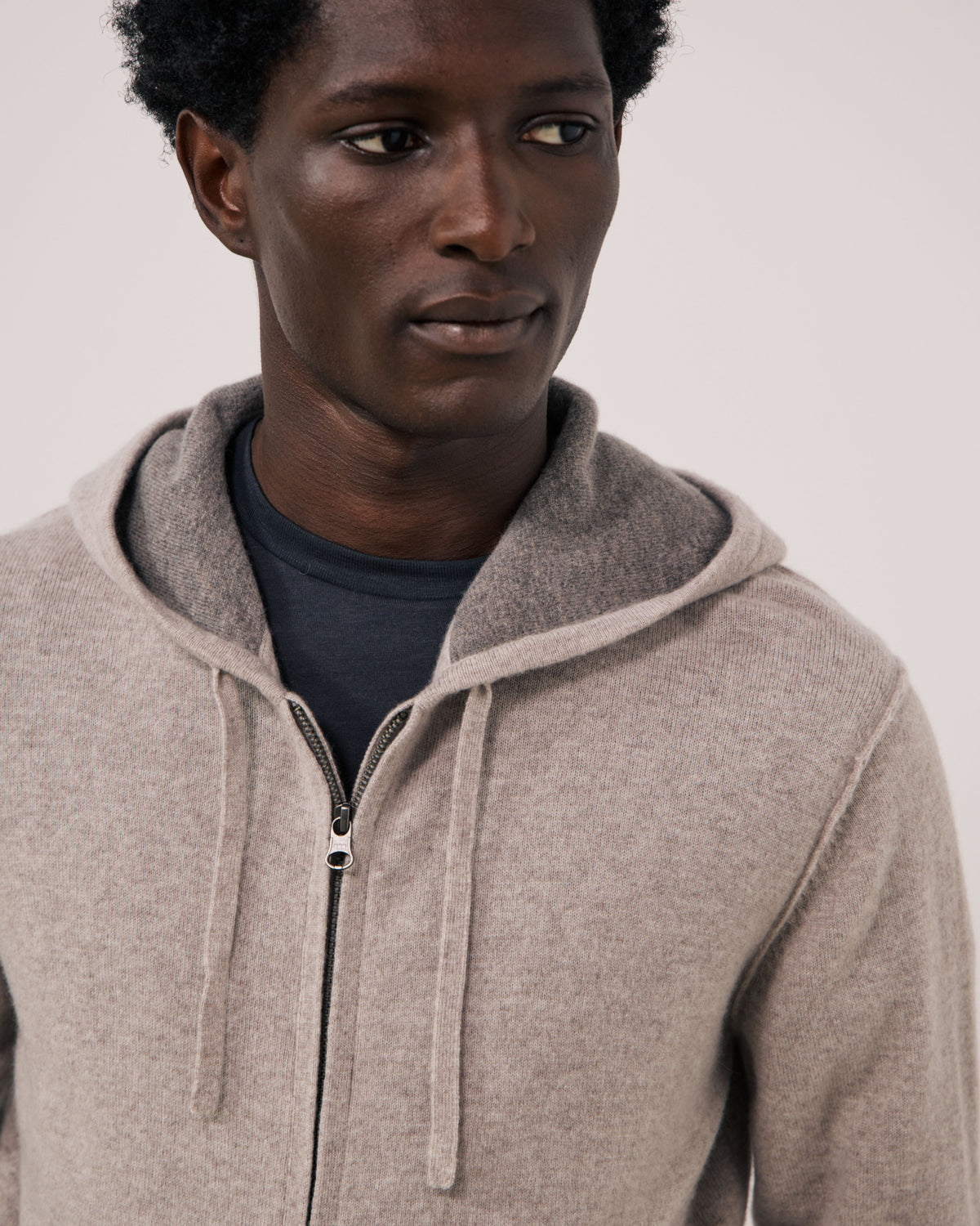 Pull Homme en Laine & Cachemire Ecru Cashmere Hoodie