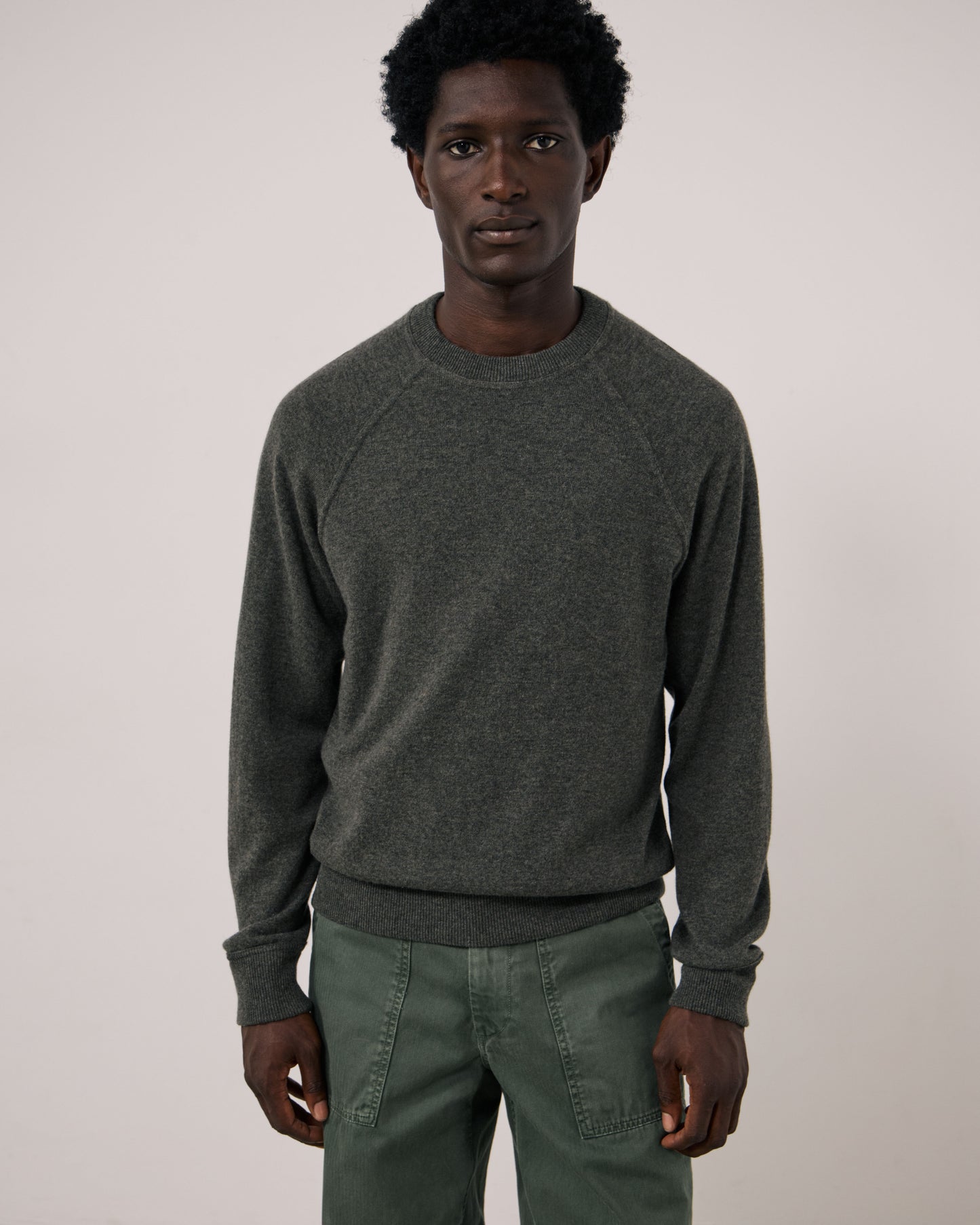 Pull Homme en Laine & Cachemire Vert Militaire Cashmere Sweat