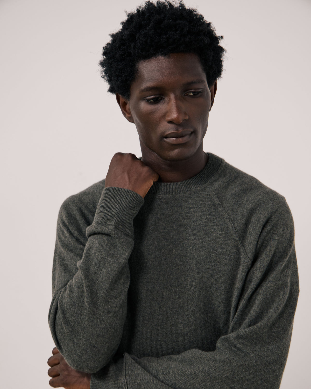 Pull Homme en Laine & Cachemire Vert Militaire Cashmere Sweat