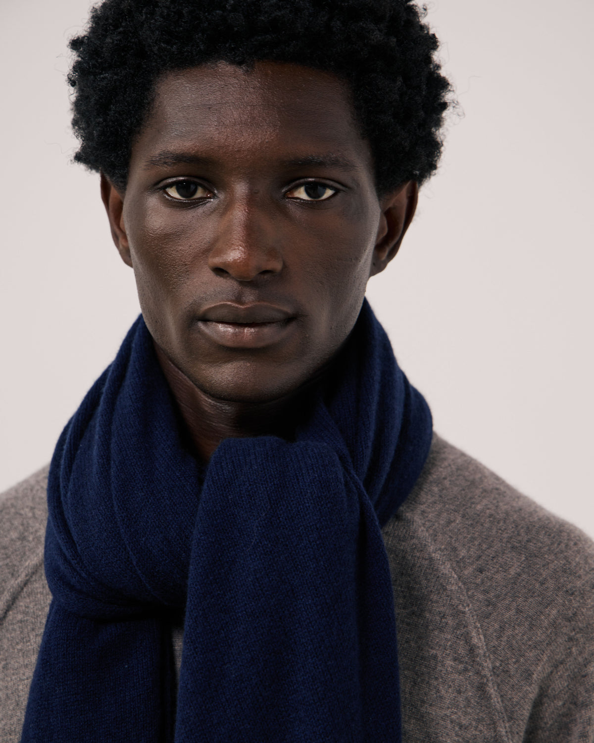 Echarpe Homme en Laine & Cachemire Bleu Marine