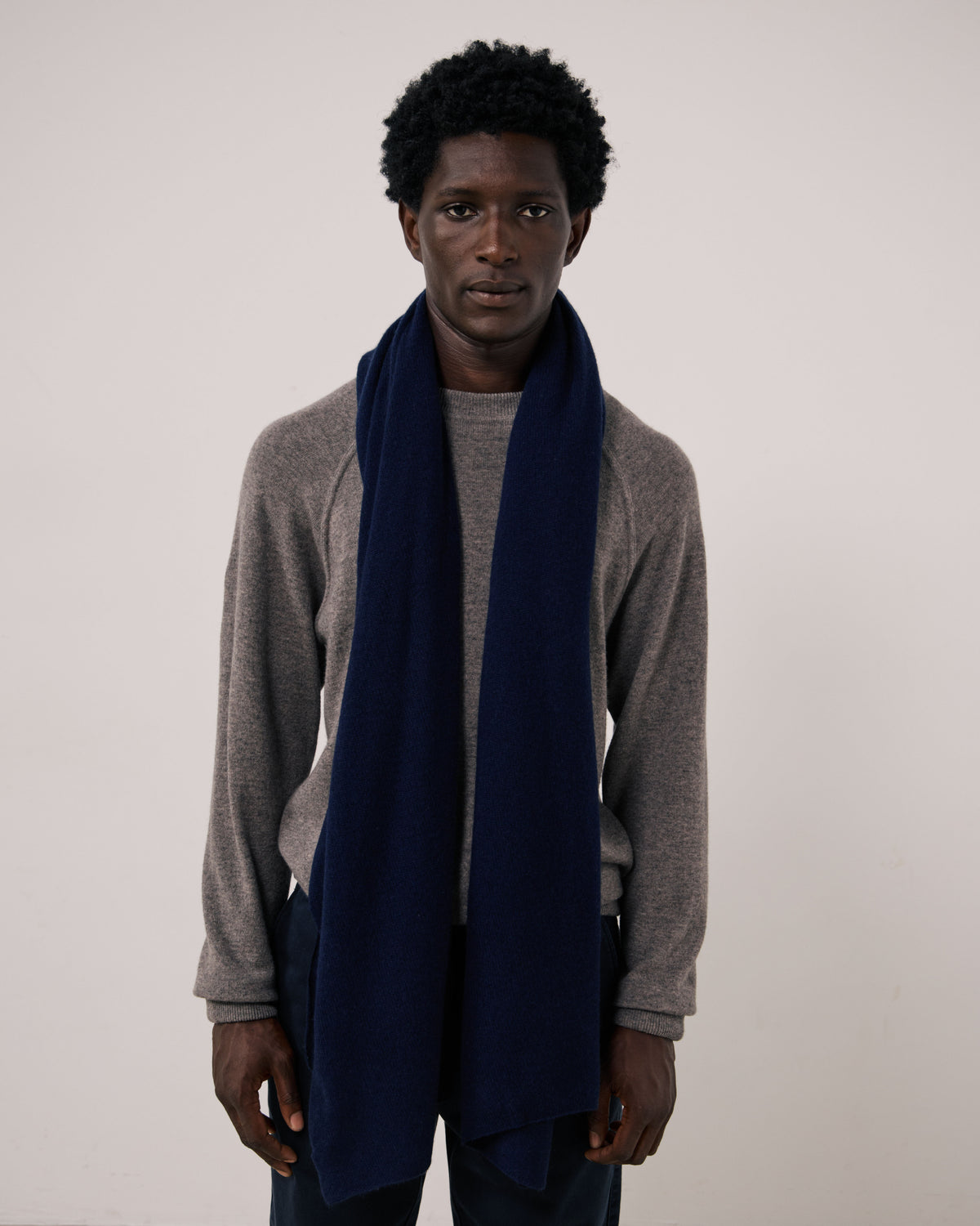 Echarpe Homme en Laine & Cachemire Bleu Marine