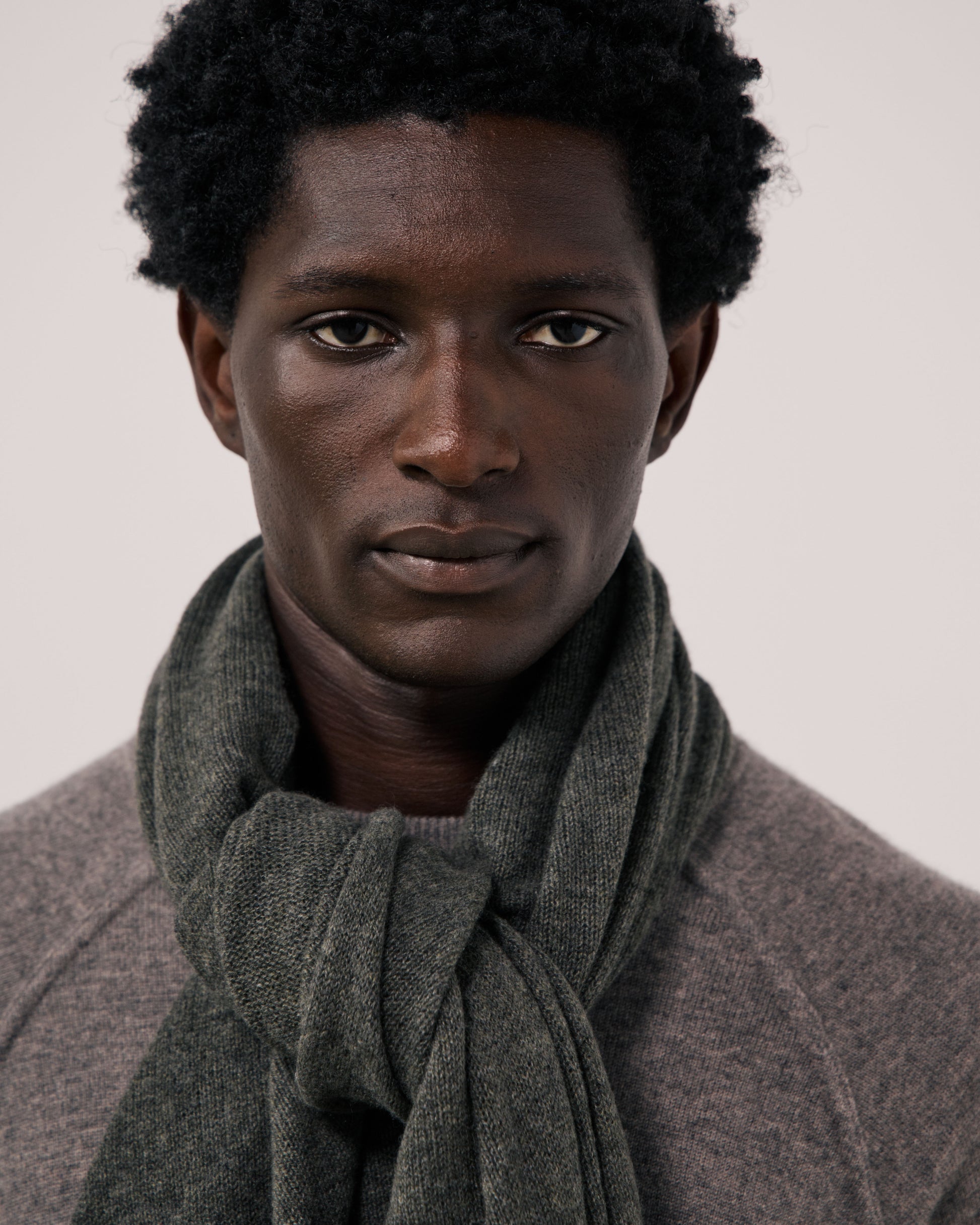 Echarpe Homme en Laine & Cachemire Vert Militaire