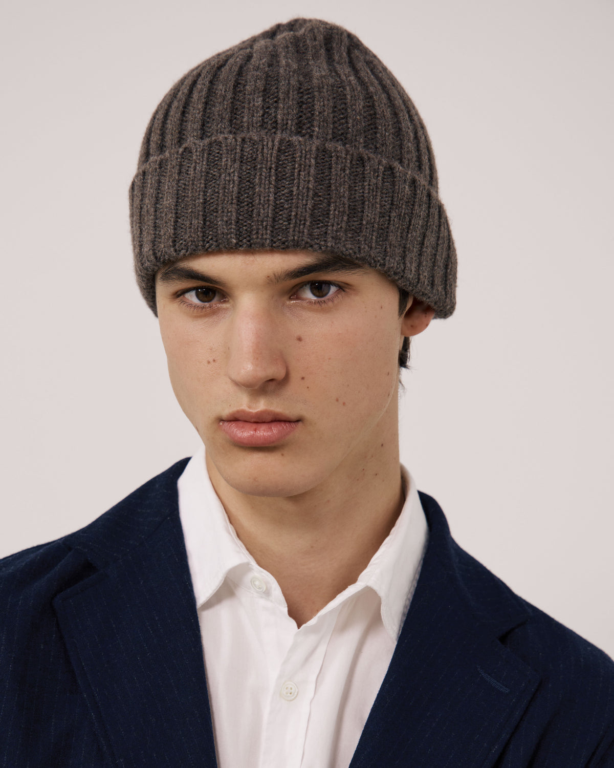 Bonnet Homme en Laine & Cachemire Taupe