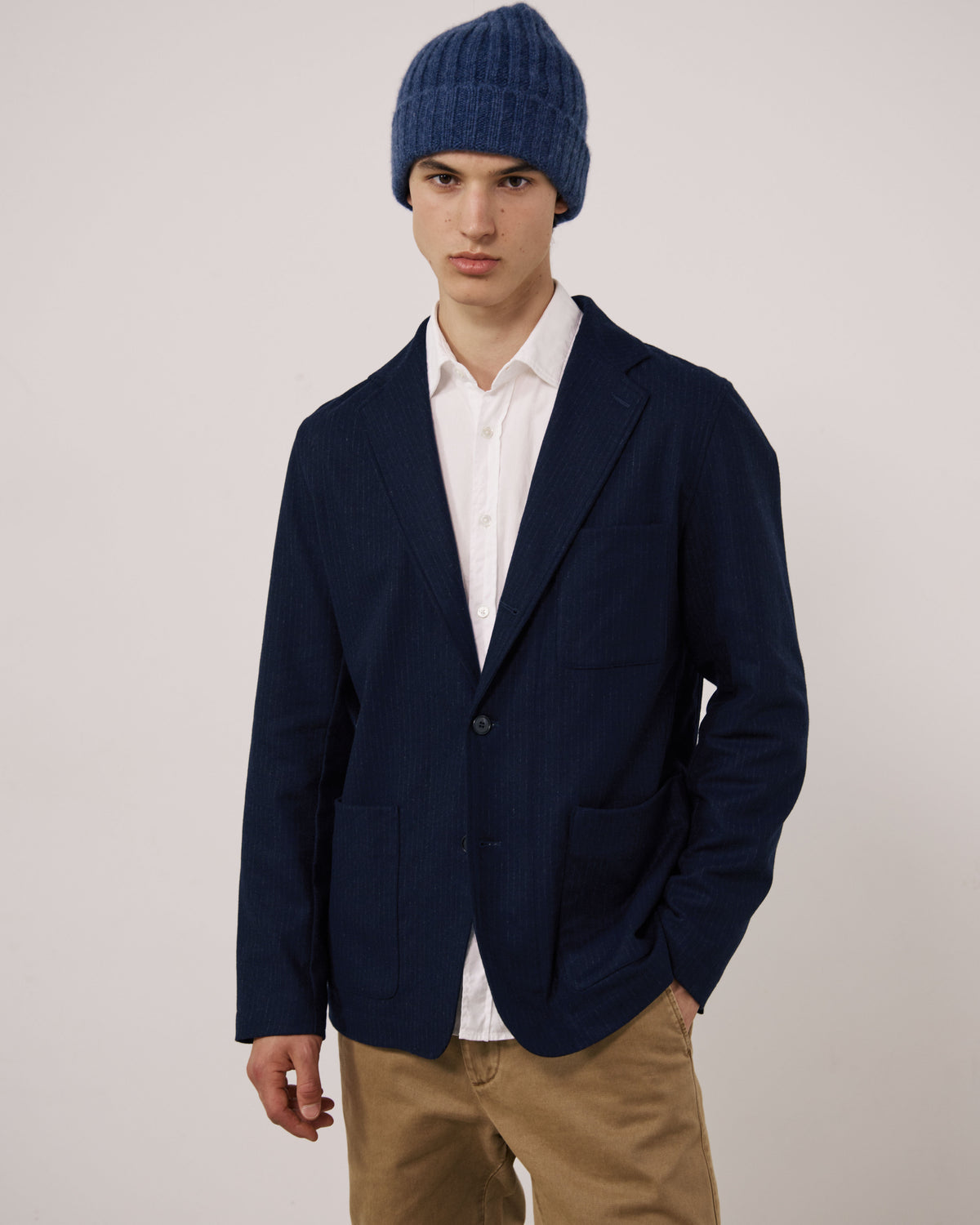 Bonnet Homme en Laine & Cachemire Bleu Indigo
