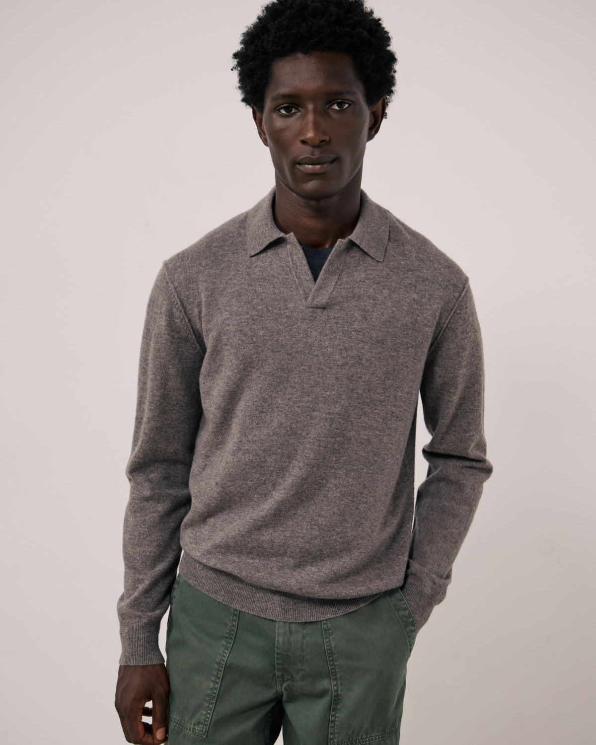 Pull Homme en Laine & Cachemire Marron Cashmere Polo