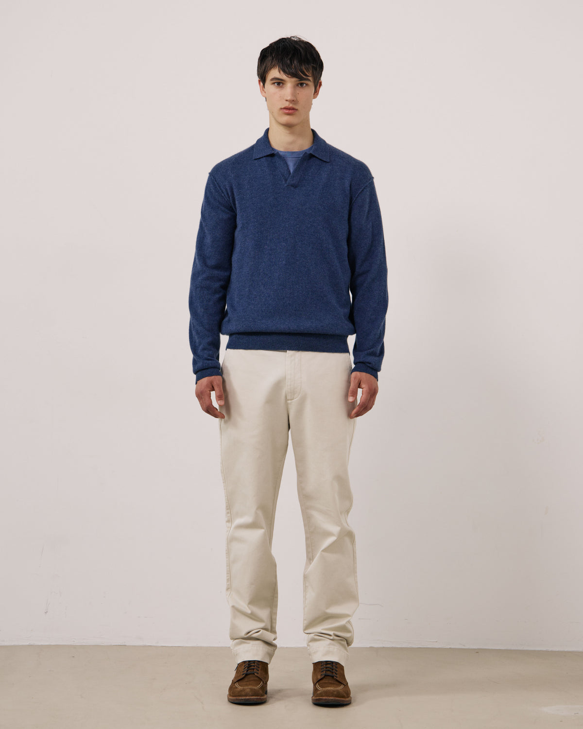 Pull Homme en Laine & Cachemire Bleu Indigo Cashmere Polo