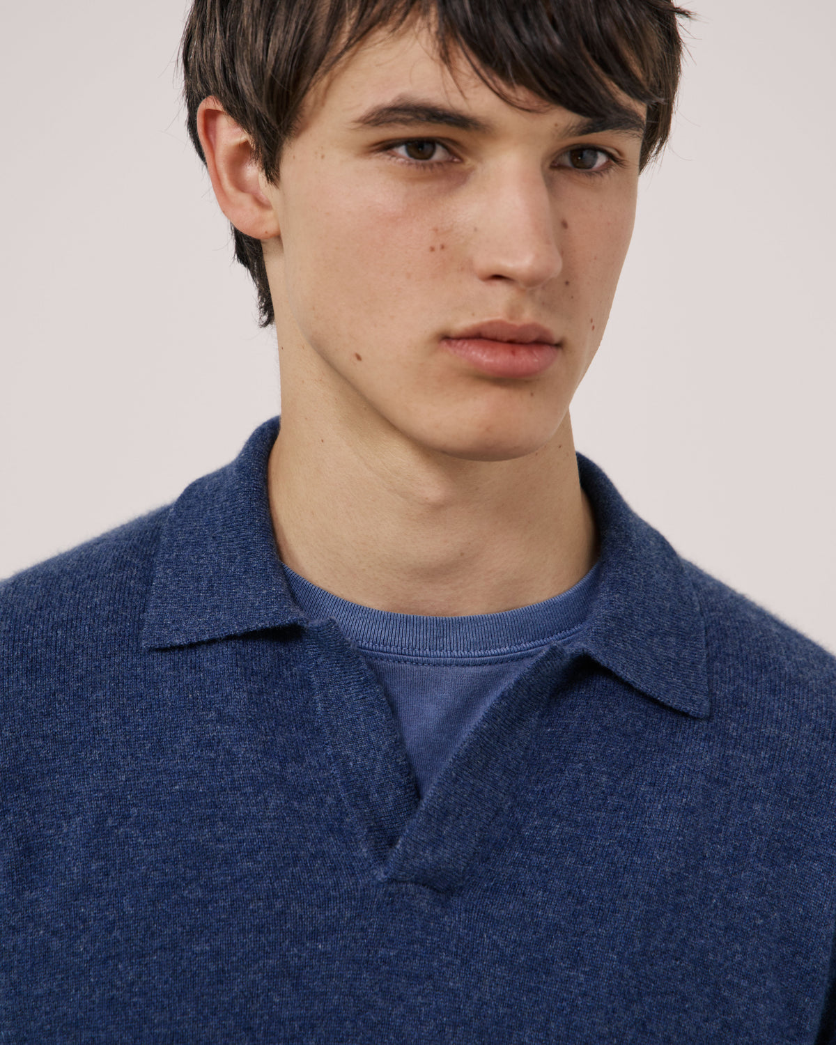 Pull Homme en Laine & Cachemire Bleu Indigo Cashmere Polo
