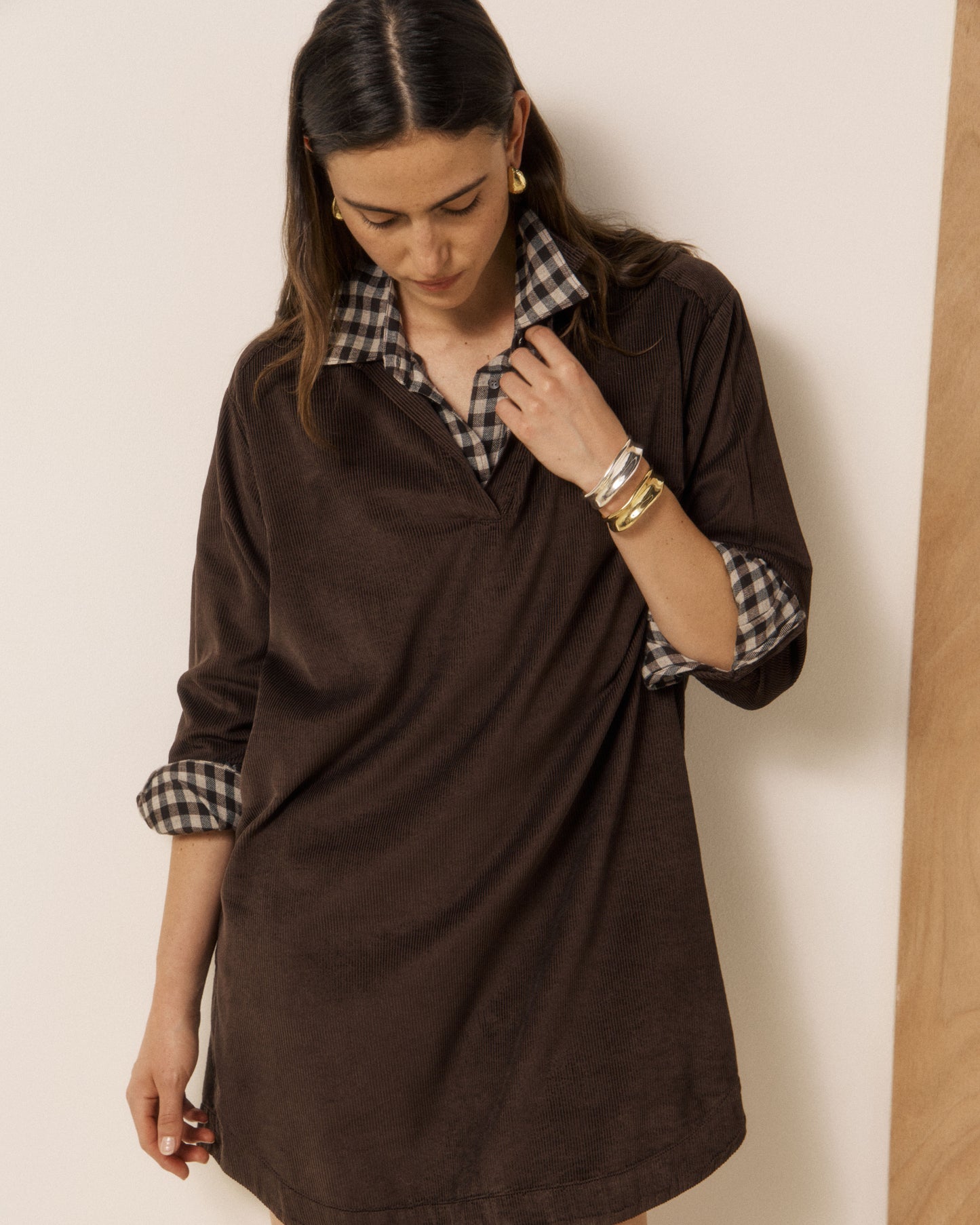 Robe Femme en Velours Côtelé Chocolat Rusk