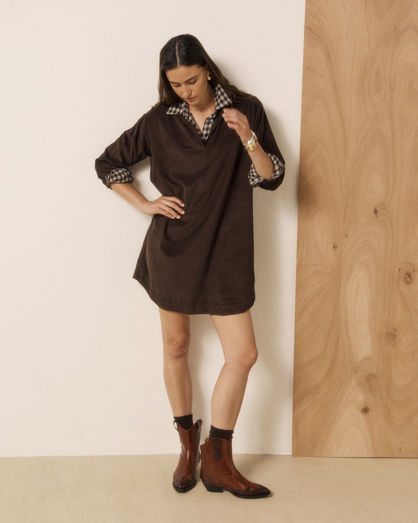 Robe Femme en Velours Côtelé Chocolat Rusk