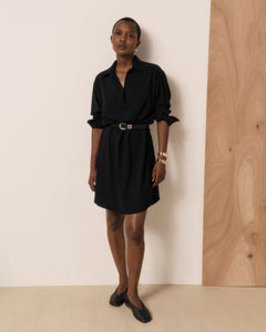Robe Femme en Crêpe Noir Rusk