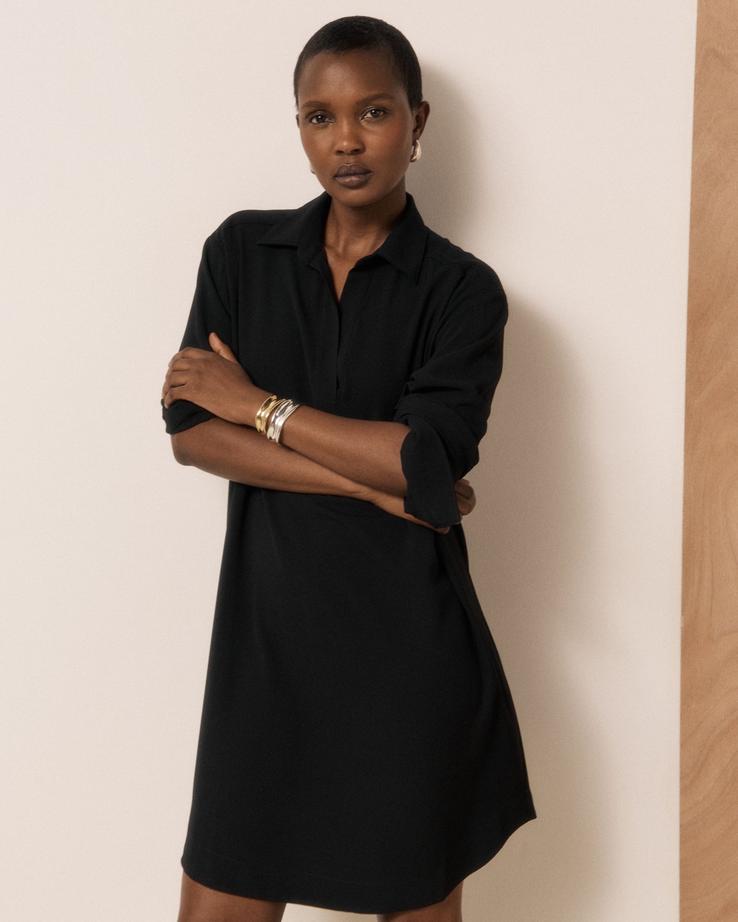 Robe Femme en Crêpe Noir Rusk