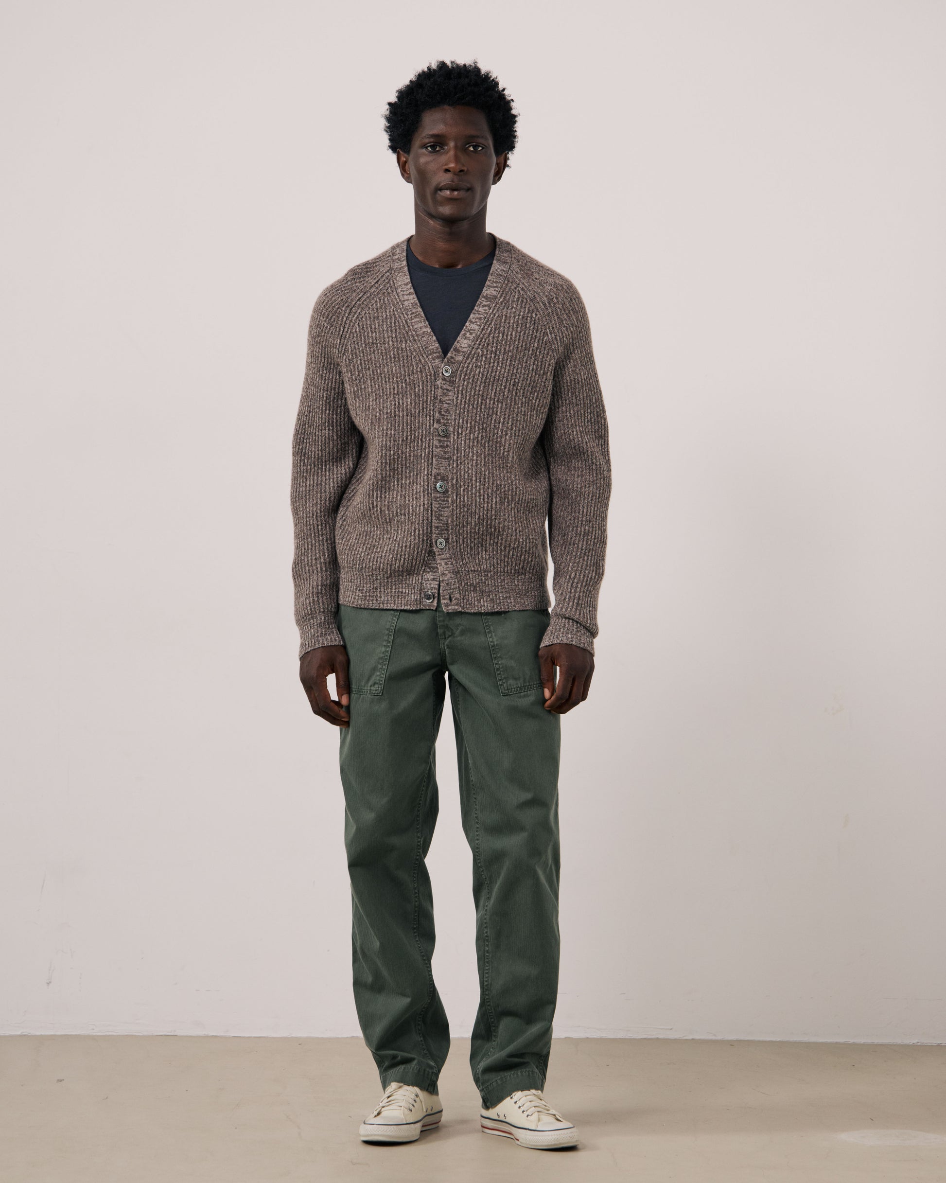 Pull Homme en Laine & Cachemire Taupe Marl Cardigan