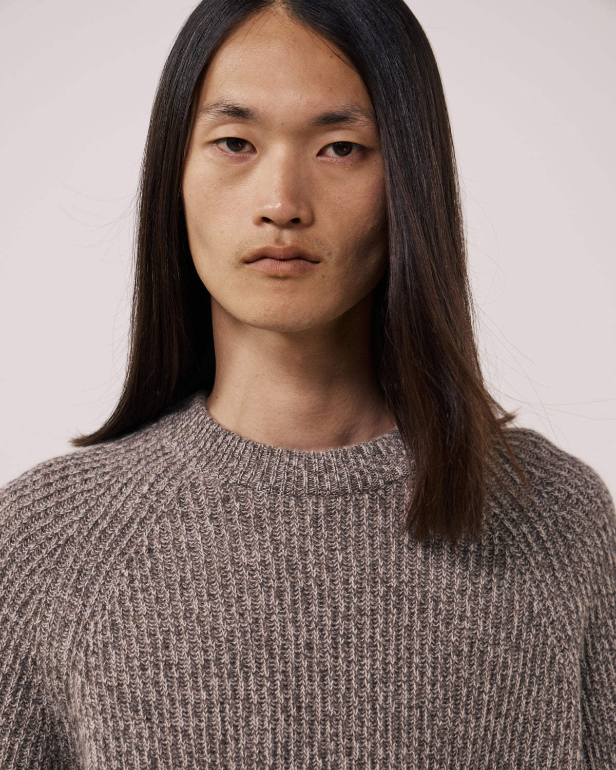 Pull Homme en Laine & Cachemire Taupe Marl Crew