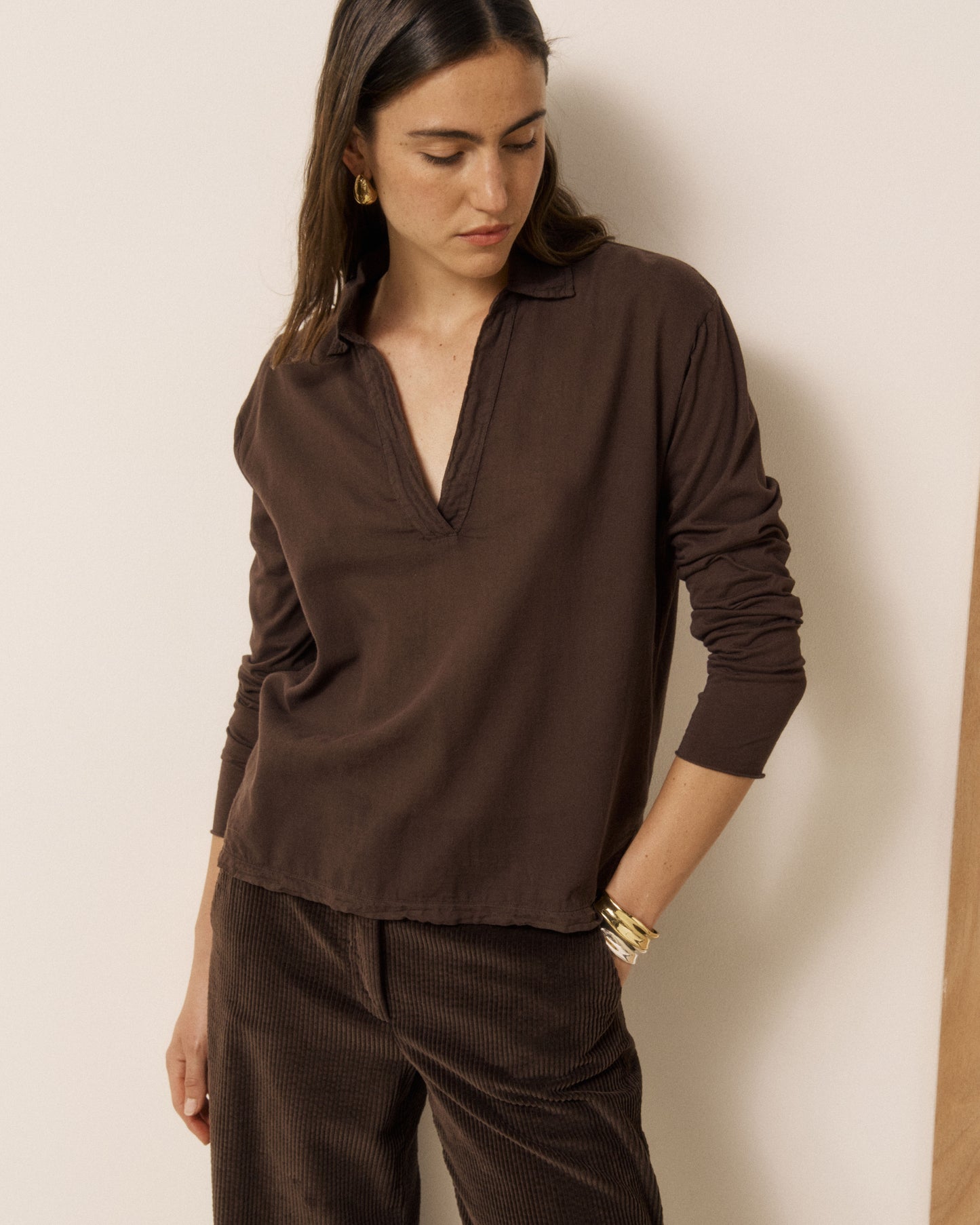 T-shirt Femme en Coton Double Face Chocolat Tuamotu