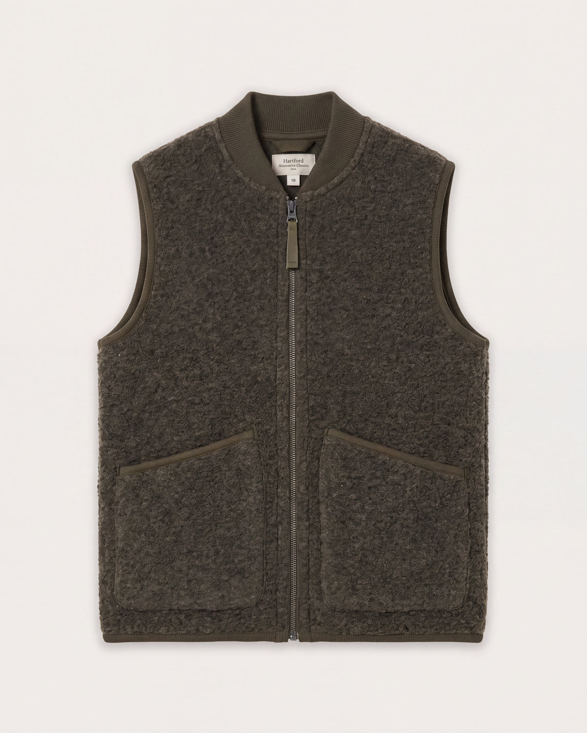 Gilet Garçon en Laine Bouillie Vert Militaire
