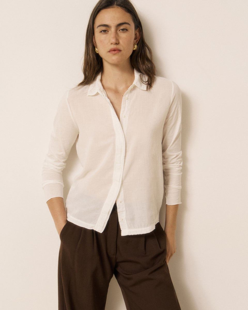 Chemise Femme en Coton Double Face Ecru Tahina - Image principale