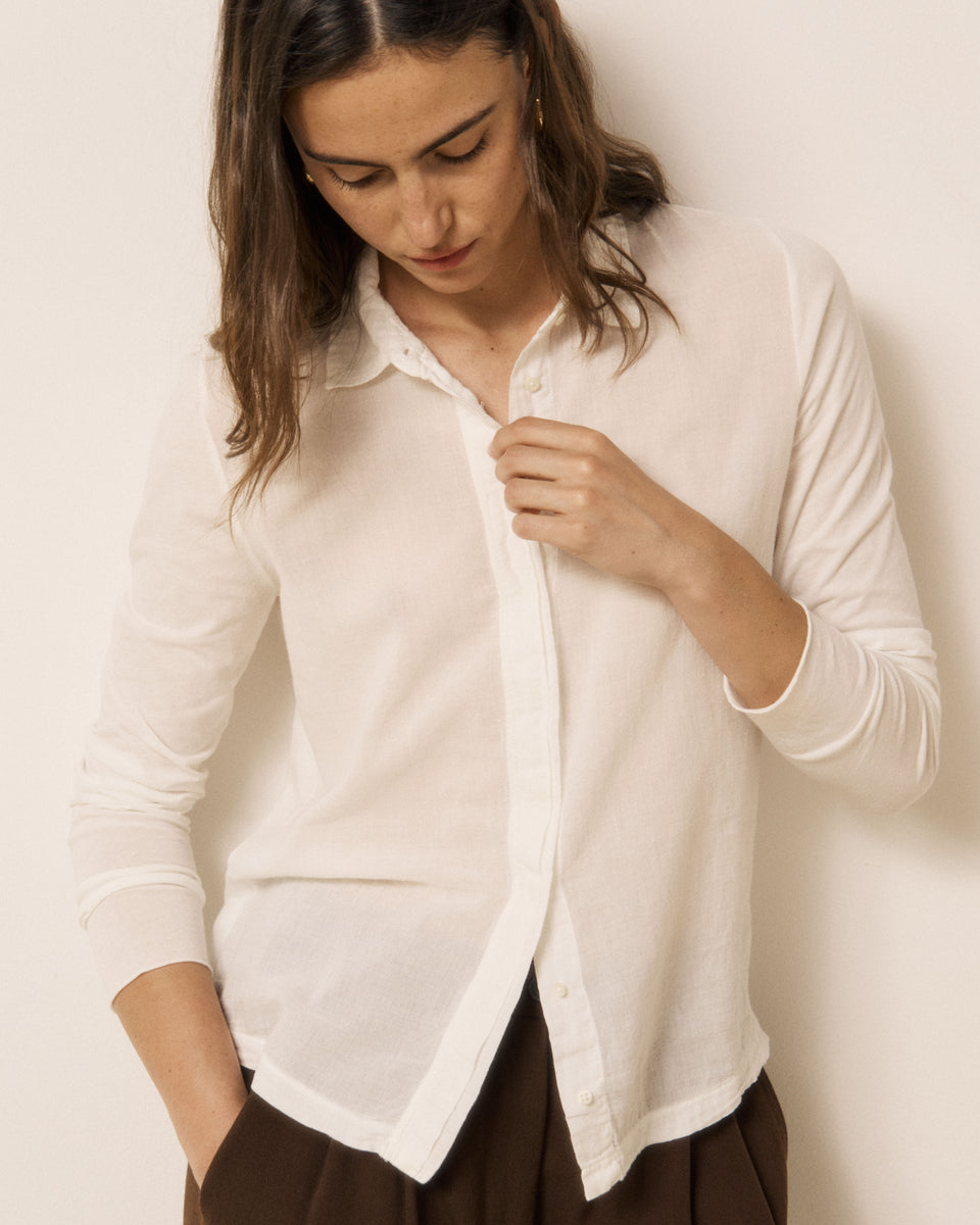 Chemise Femme en Coton Double Face Ecru Tahina - Image 2