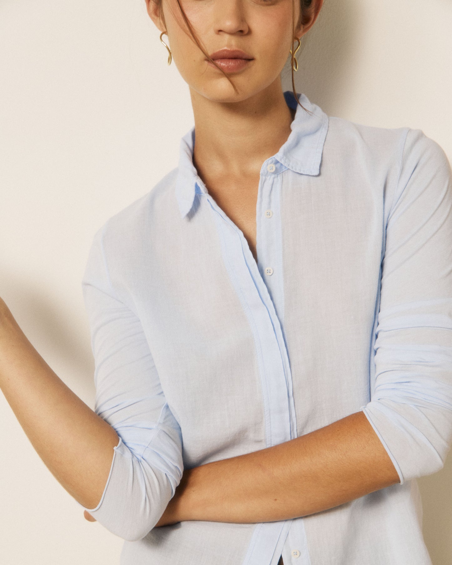 Chemise Femme en Coton Double Face Bleu Ciel Tahina