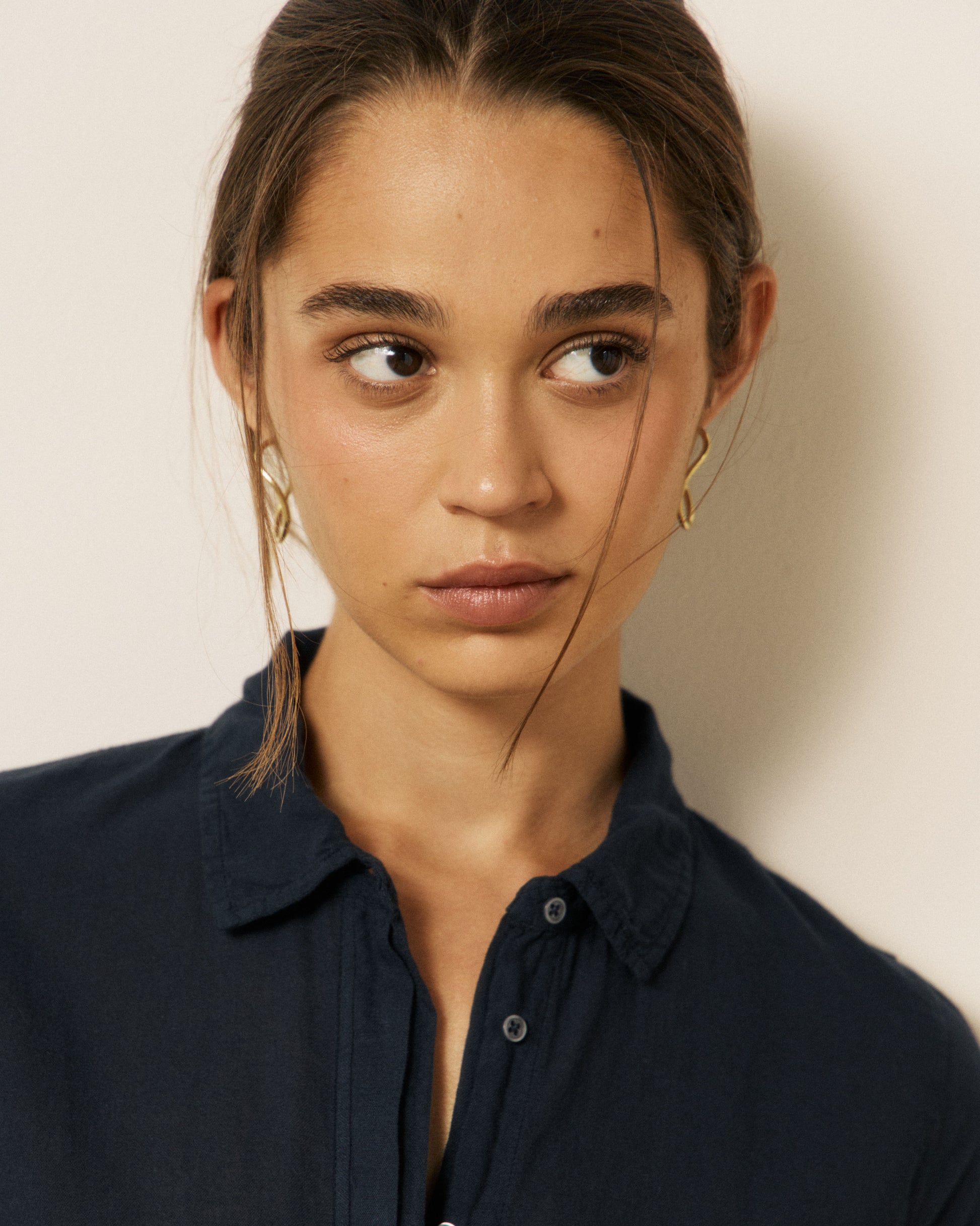 Chemise Femme en Coton Double Face Bleu Nuit Tahina
