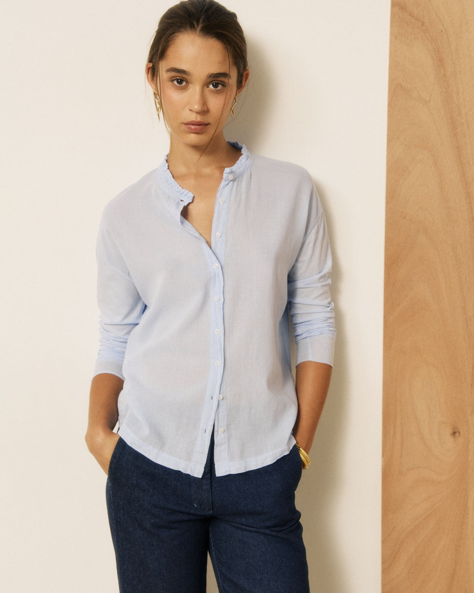 Chemise Femme en Coton Double Face Bleu Ciel Takalo - Image principale