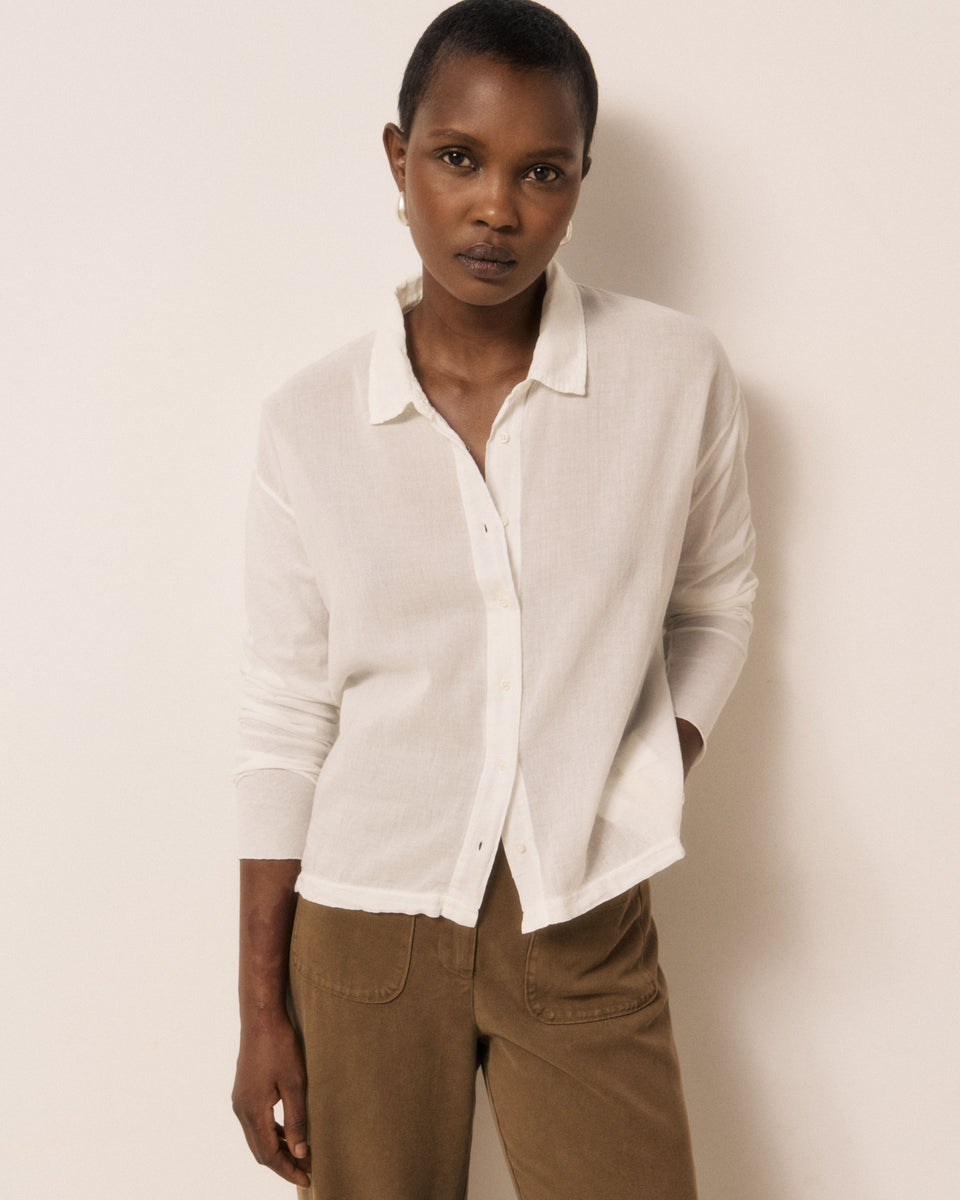 Chemise Femme en Coton Double Face Ecru Tanjona - Image principale