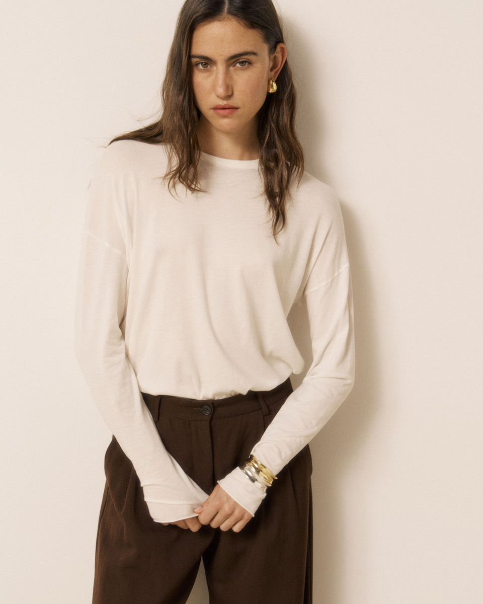 T-shirt Femme en Coton & Modal Ecru Tamour - Image 2