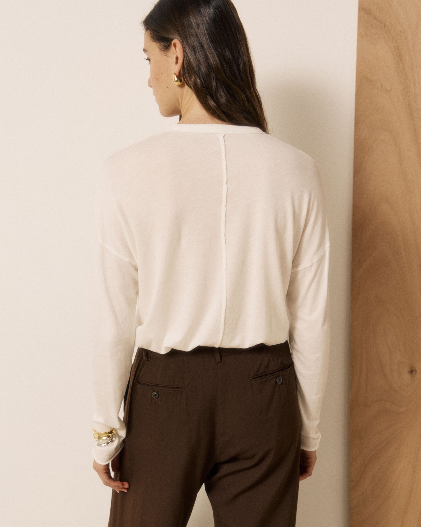 T-shirt Femme en Coton & Modal Ecru Tamour