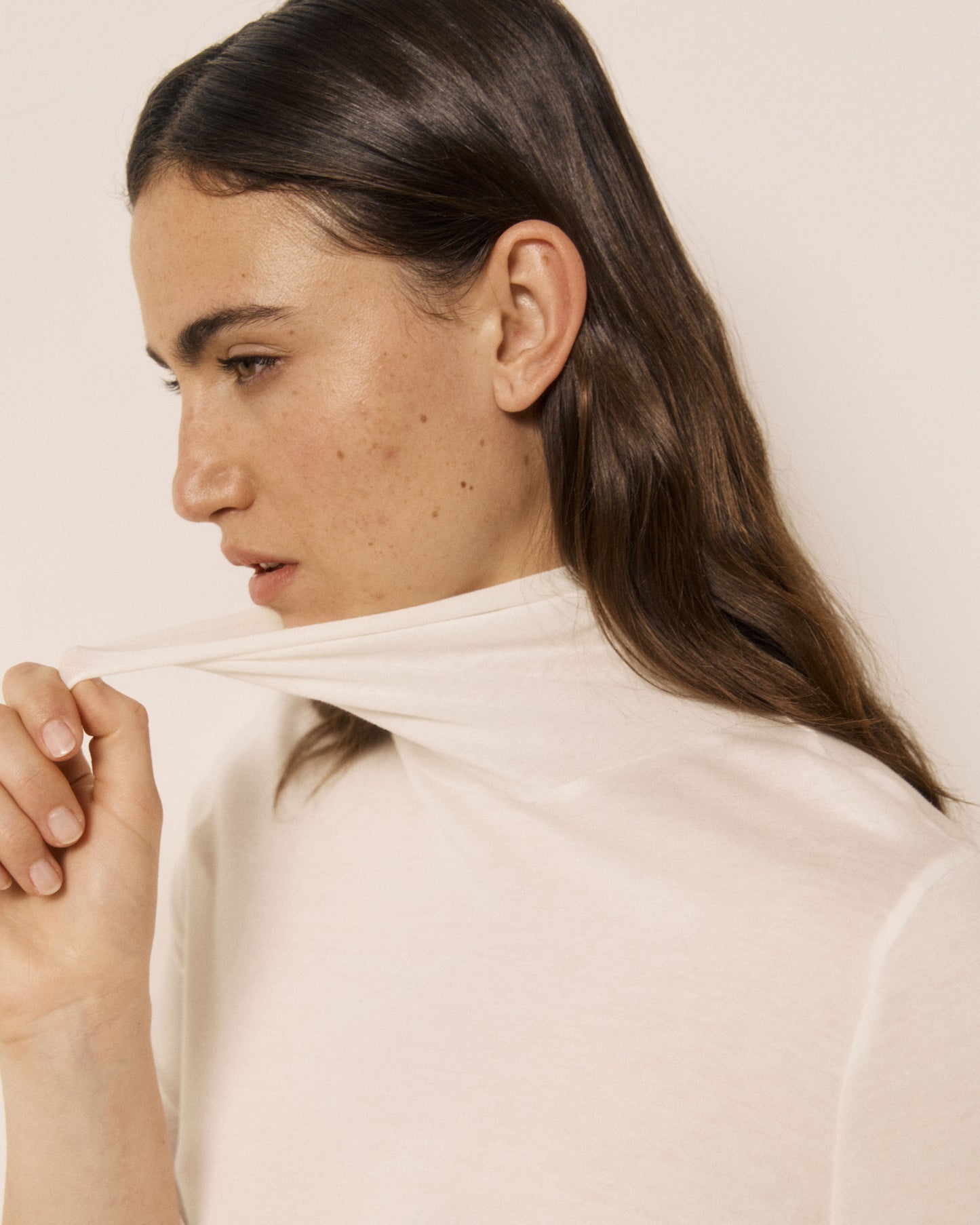 T-shirt Femme en Coton & Modal Ecru Typhan