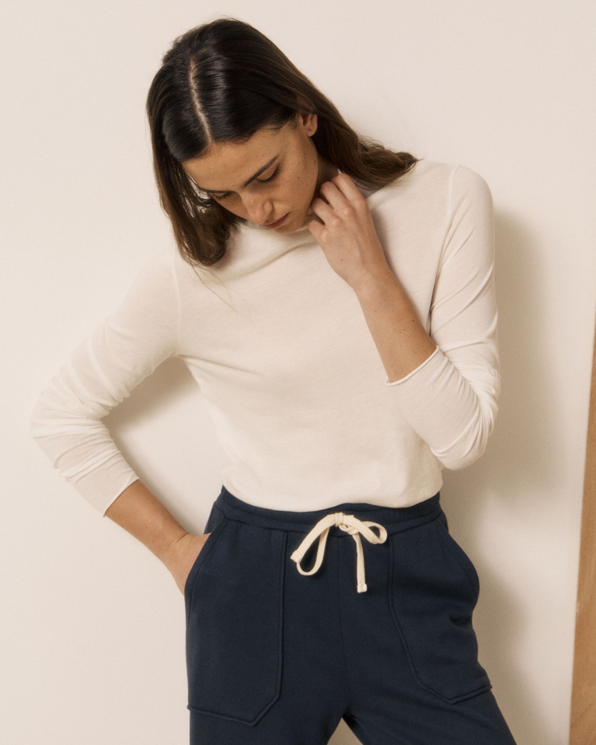 T-shirt Femme en Coton & Modal Ecru Typhan