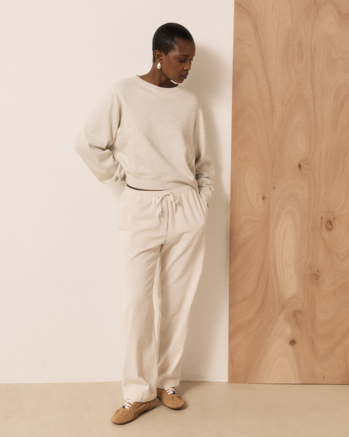Sweatshirt Femme en Molleton Ecru Tarota
